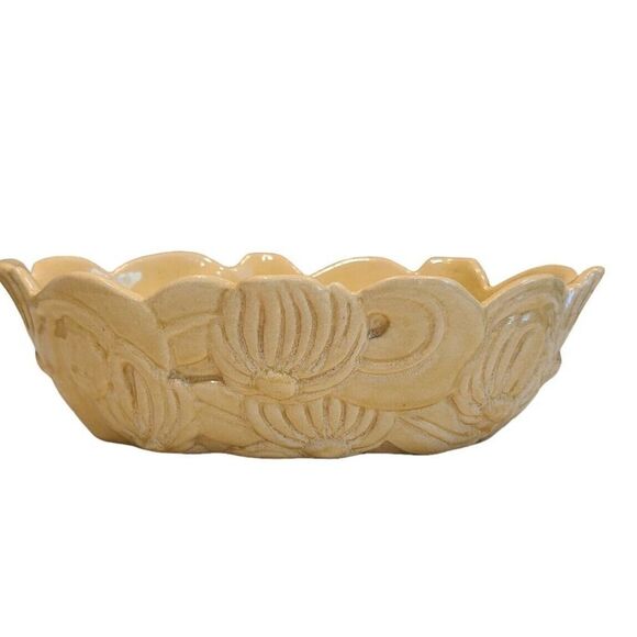 Royal Haeger Oval Fruit Bowl Yellow Center Piece Planter 11½" Floral Design MCM - Picture 2 of 15
